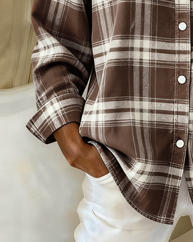 Victoria® | Shirt with Check Pattern and Notched Collar