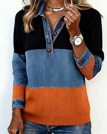 Sophie® | Fashionable Top with Lapel and Contrast Color