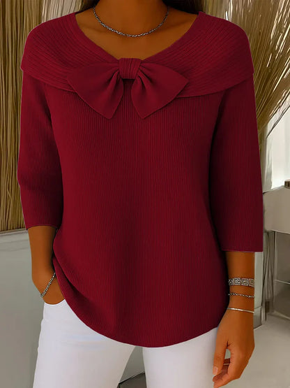 Victoria – Women's Sweater with Bow and Round Neckline