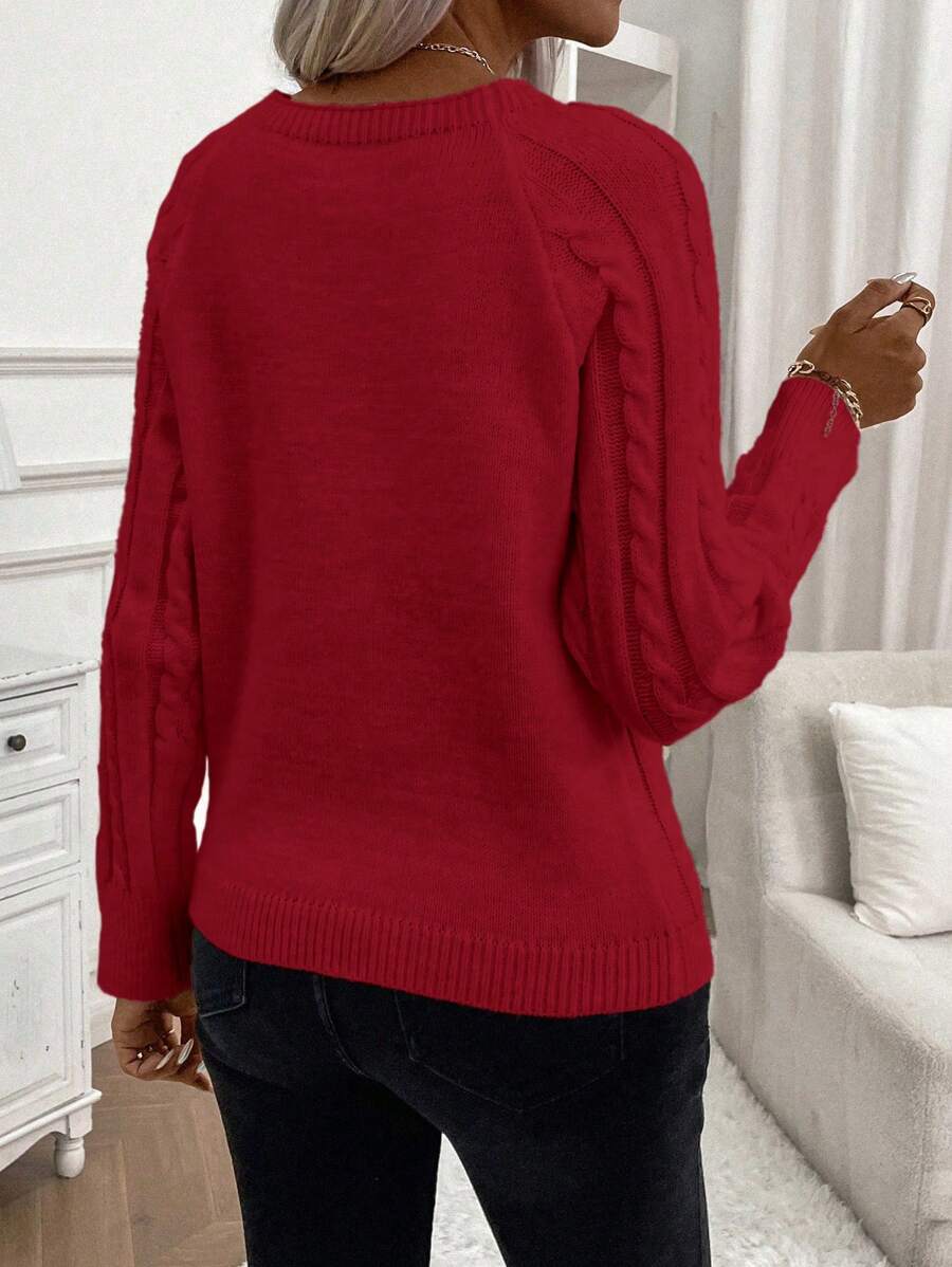 Victoria | Button-Detail Cable Knit Jumper