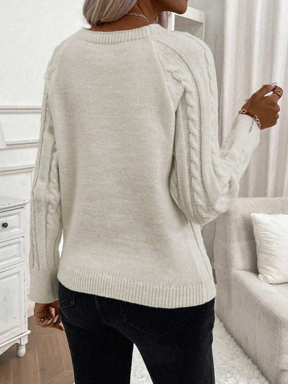 Victoria | Button-Detail Cable Knit Jumper