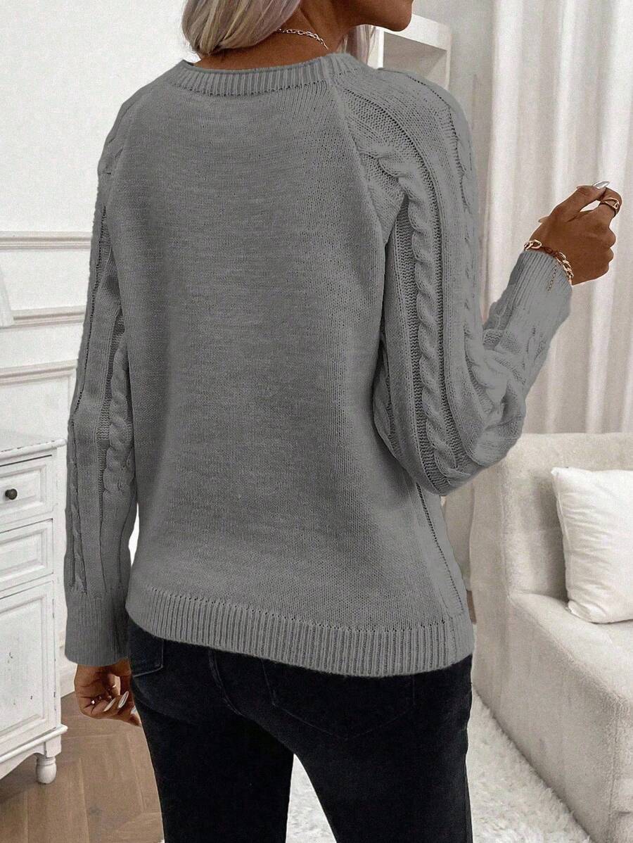 Victoria | Button-Detail Cable Knit Jumper