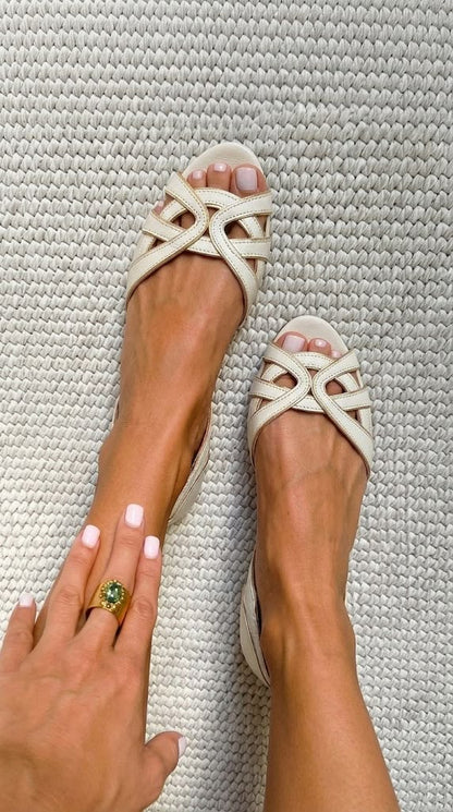 Camilla | Elegant Cream Braided Sandals