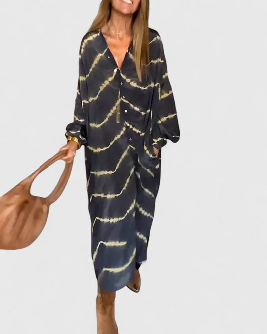 Victoria | Elegant Boho Striped Maxi Dress