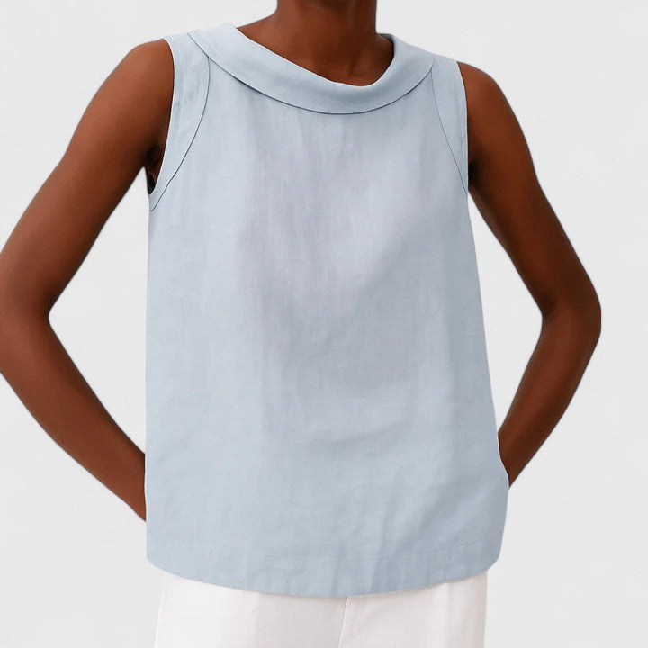 Victoria | Elegant Top with Roll Collar