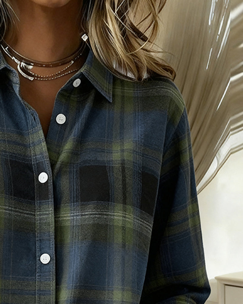 Victoria® | Shirt with Check Pattern and Notched Collar