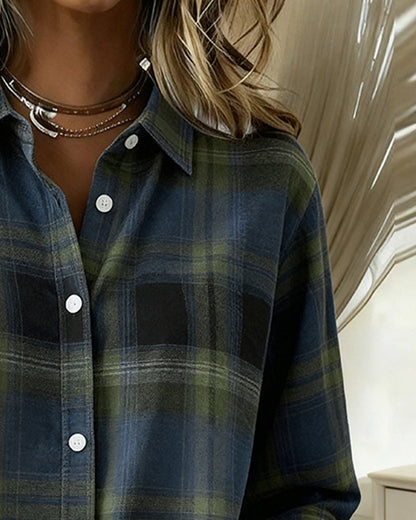 Victoria® | Shirt with Check Pattern and Notched Collar