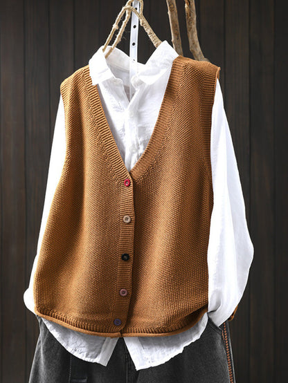Victoria | Autumn Artistic Pure Colour V-Neck Knitted Cardigan