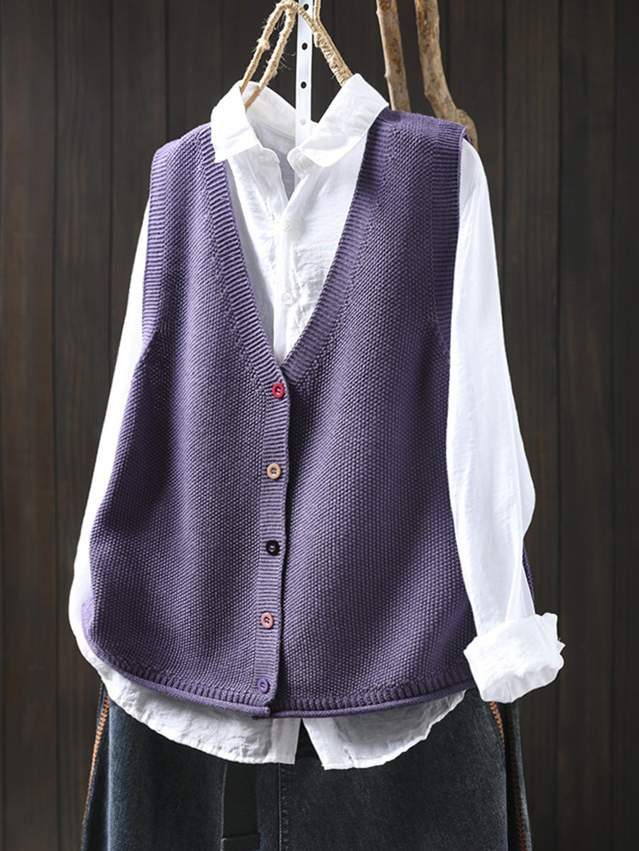 Victoria | Autumn Artistic Pure Colour V-Neck Knitted Cardigan