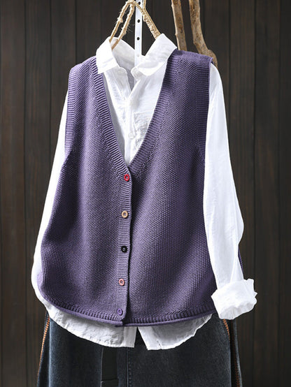 Victoria | Autumn Artistic Pure Colour V-Neck Knitted Cardigan
