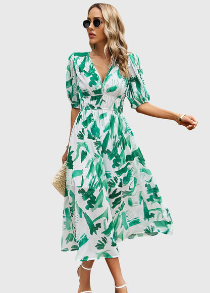 Victoria | Flattering Floral Midi Dress