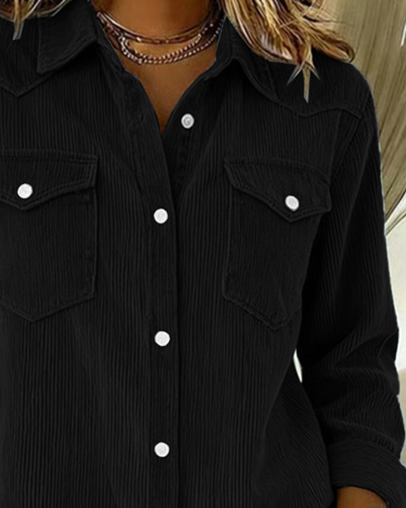 Elena® | Long-Sleeve Shirt with Lapel and Button Placket