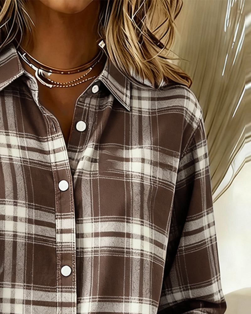 Victoria® | Shirt with Check Pattern and Notched Collar