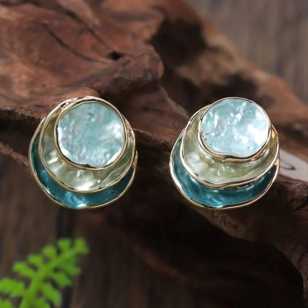 Victoria | Vintage Hand-Painted Multi-Layer Round Earrings