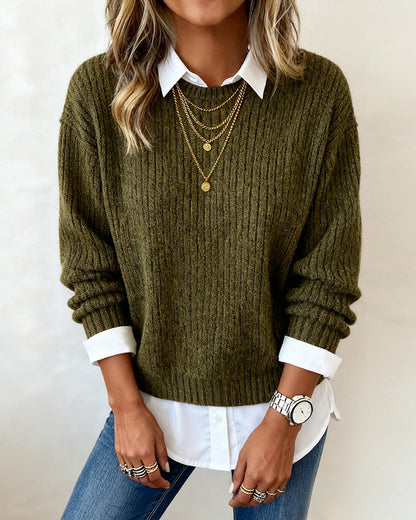 Chloe® | Sweater With Shirt Collar And Patchwork Design