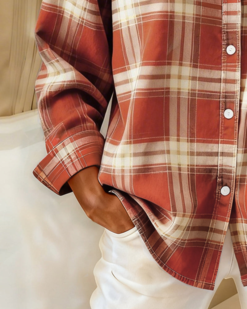 Victoria® | Shirt with Check Pattern and Notched Collar