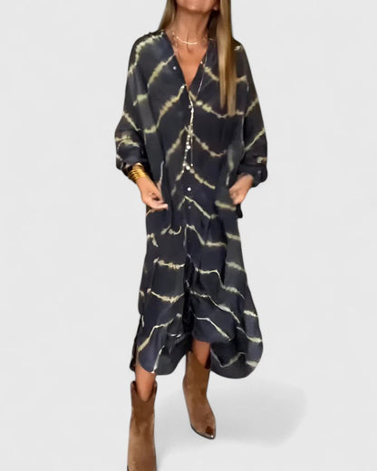 Victoria | Elegant Boho Striped Maxi Dress