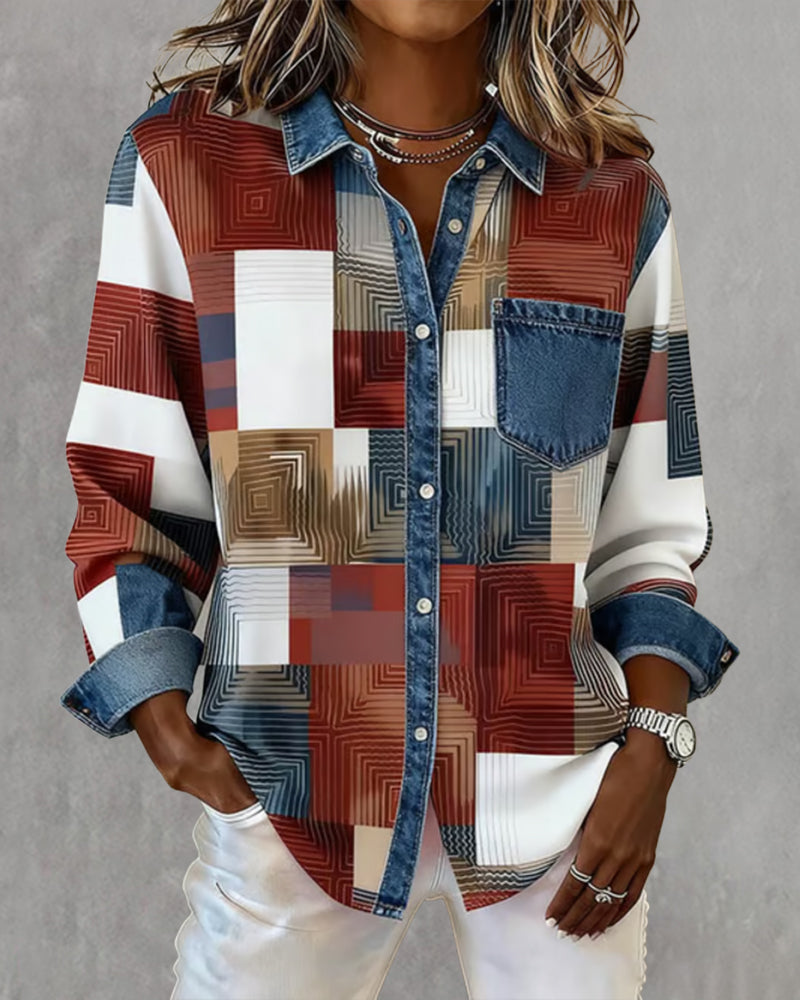 Luna® | Color Block Shirt Fashionable Collar