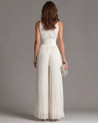 Savannah | Pleated Halter Wide-Leg Jumpsuit