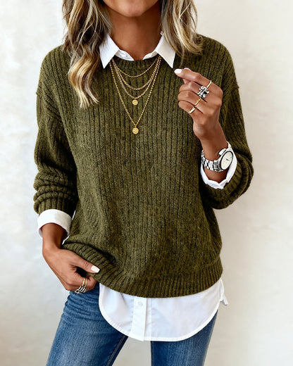 Chloe® | Sweater With Shirt Collar And Patchwork Design