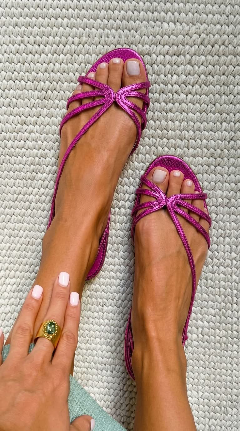 Serafina| Metallic Shiny Sandals with Straps