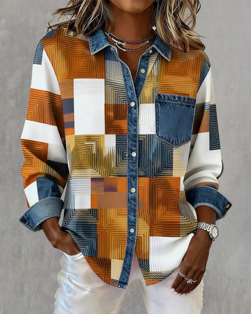 Luna® | Color Block Shirt Fashionable Collar