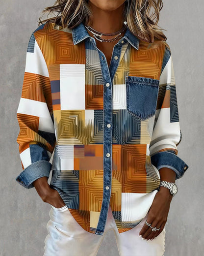 Luna® | Color Block Shirt Fashionable Collar