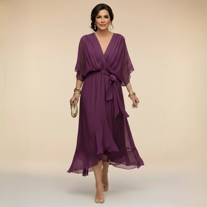 Opal | V-Neck Elegant Midi Dress
