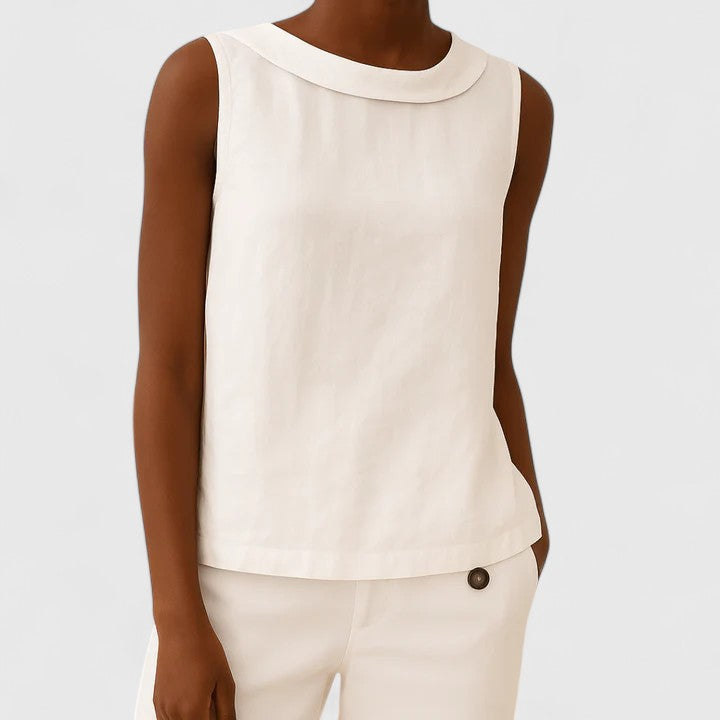 Victoria | Elegant Top with Roll Collar