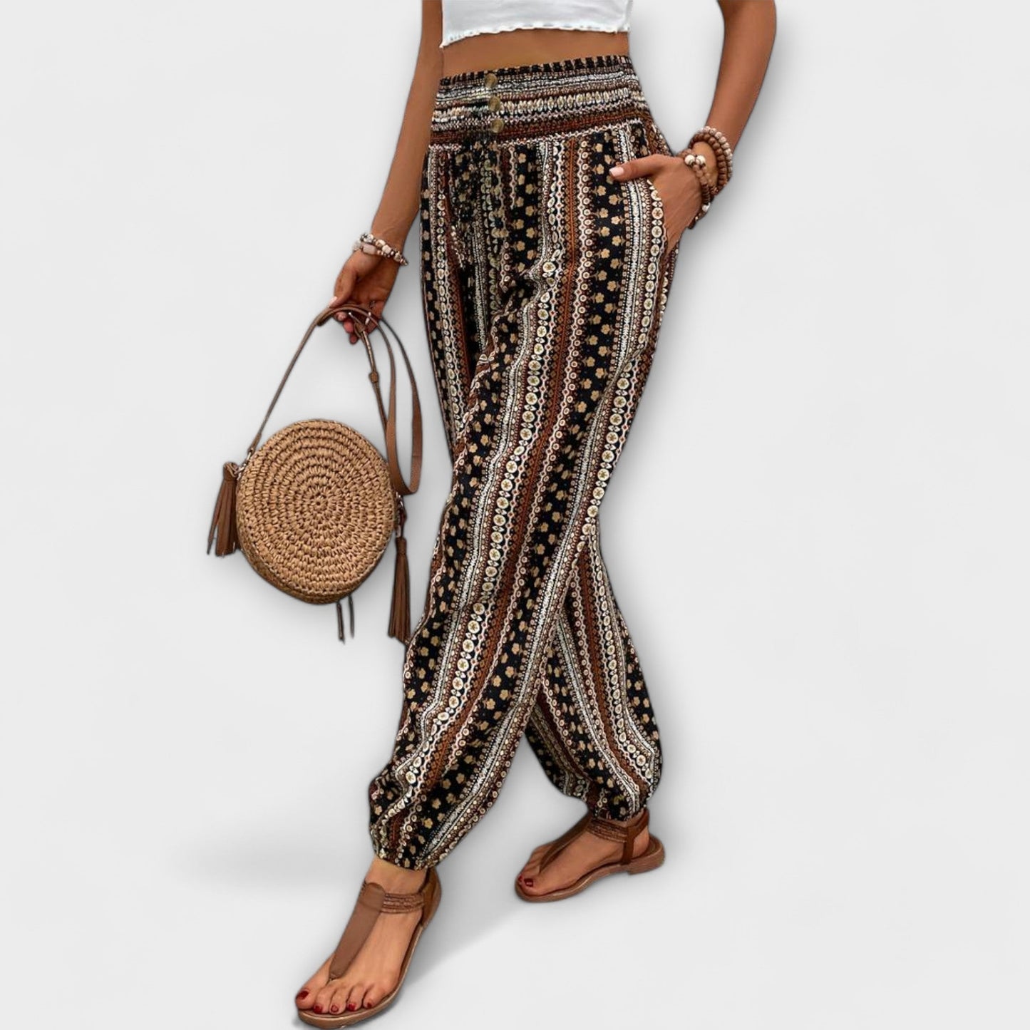 Victoria | Trousers with Ethnic Graphic