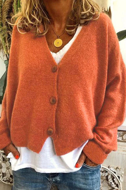 Maria | V-Neck Knitted Cardigan with Patchwork Design