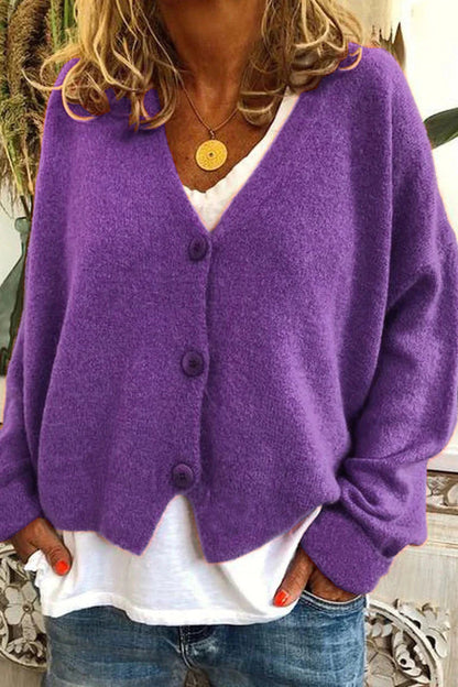 Maria | V-Neck Knitted Cardigan with Patchwork Design