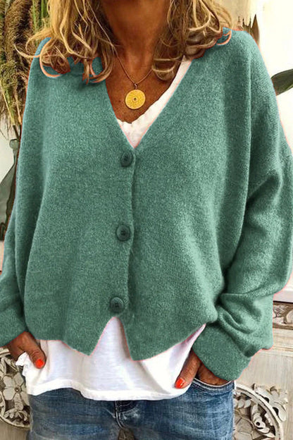 Maria | V-Neck Knitted Cardigan with Patchwork Design