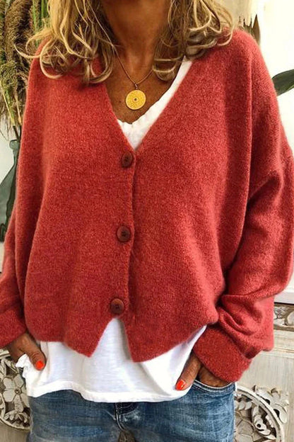 Maria | V-Neck Knitted Cardigan with Patchwork Design