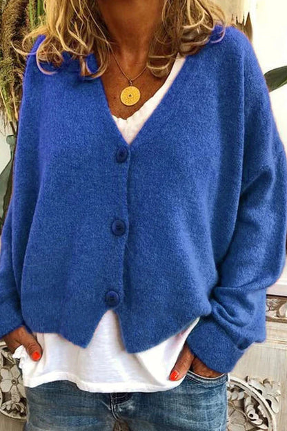 Maria | V-Neck Knitted Cardigan with Patchwork Design