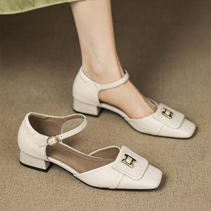 Elvane Buckle Leather Mary-Janes