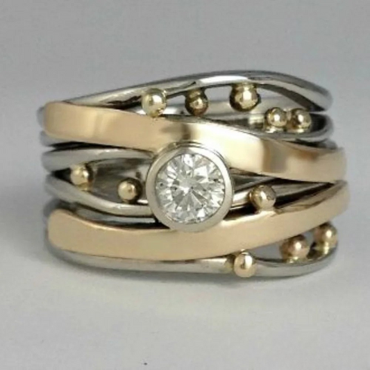 Victoria | Classic Gold Inlaid Zirconia Ring
