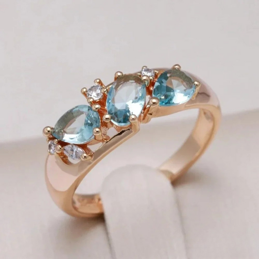 Victoria Gold Ring with Blue Zirconia |
