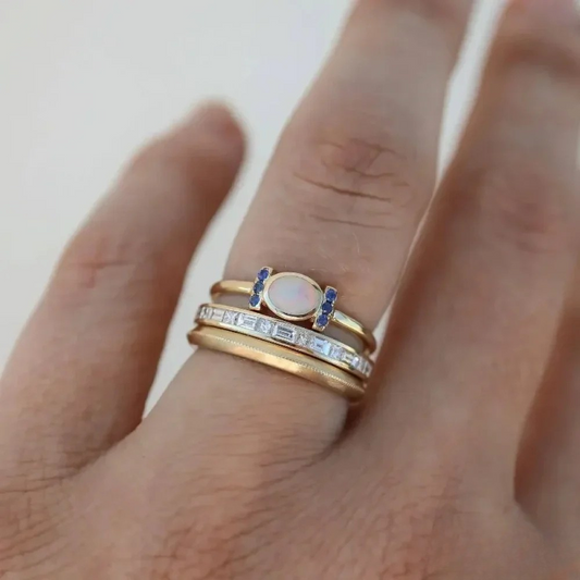 Victoria | Vintage Gold Opal Ring Set