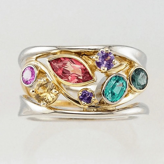 Victoria | Vintage Ring with Gold and Silver-Coloured Zirconia
