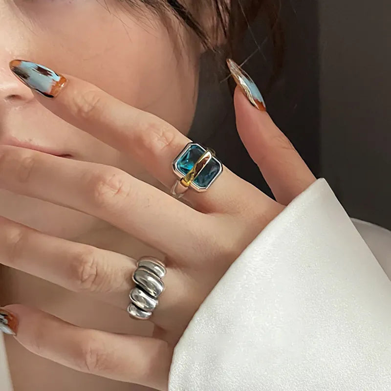 Victoria Blue Zircon Silver Ring |