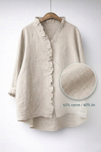 Sanelle | Elegant Ruched Cotton and Linen Blouse
