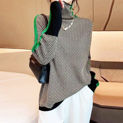 Victoria | herringbone Luxe Turtleneck