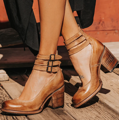 Victoria | Vintage Elegance Leather Heels