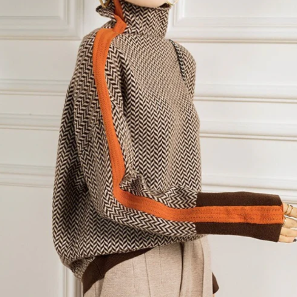 Victoria | herringbone Luxe Turtleneck