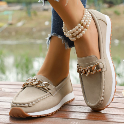 Elle - Orthopedic Diamond Buckle Loafers