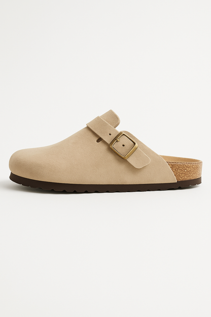 Aria | Suede Clogs with Cork Footbed