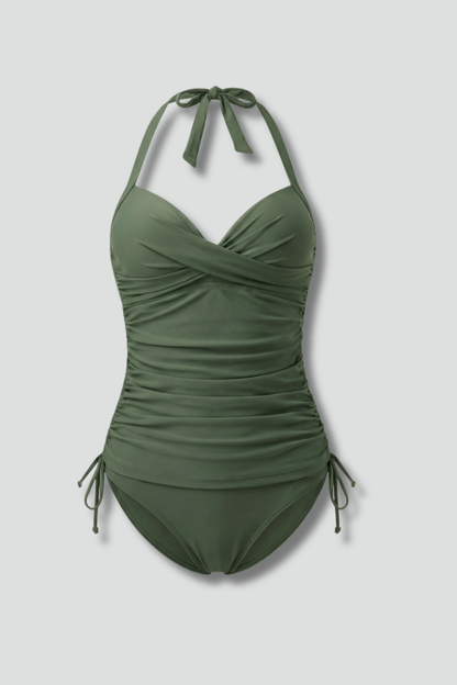 Women’s Swimsuit with V-Neck and Ruched Sides