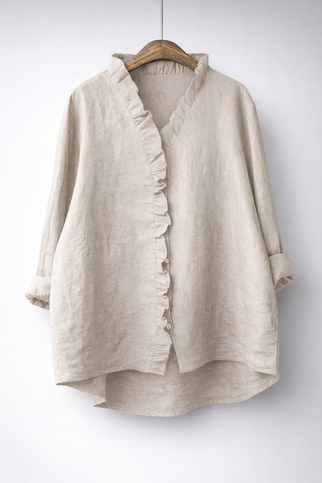 Sanelle | Elegant Ruched Cotton and Linen Blouse