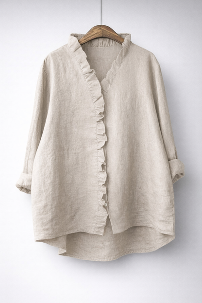 Sanelle | Elegant Ruched Cotton and Linen Blouse